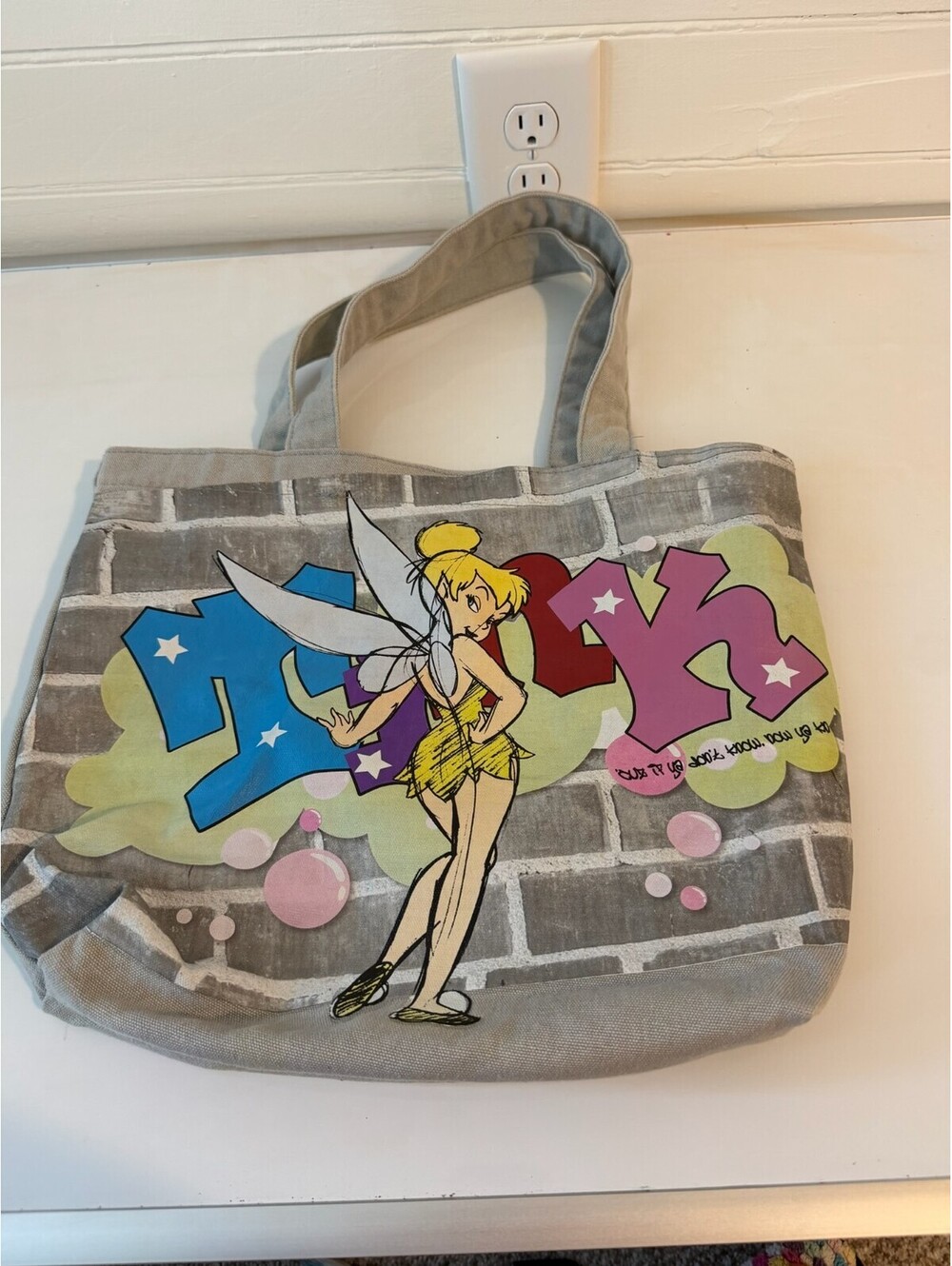 Vintage Disnet Tinkerbell Canvas Tote Bag